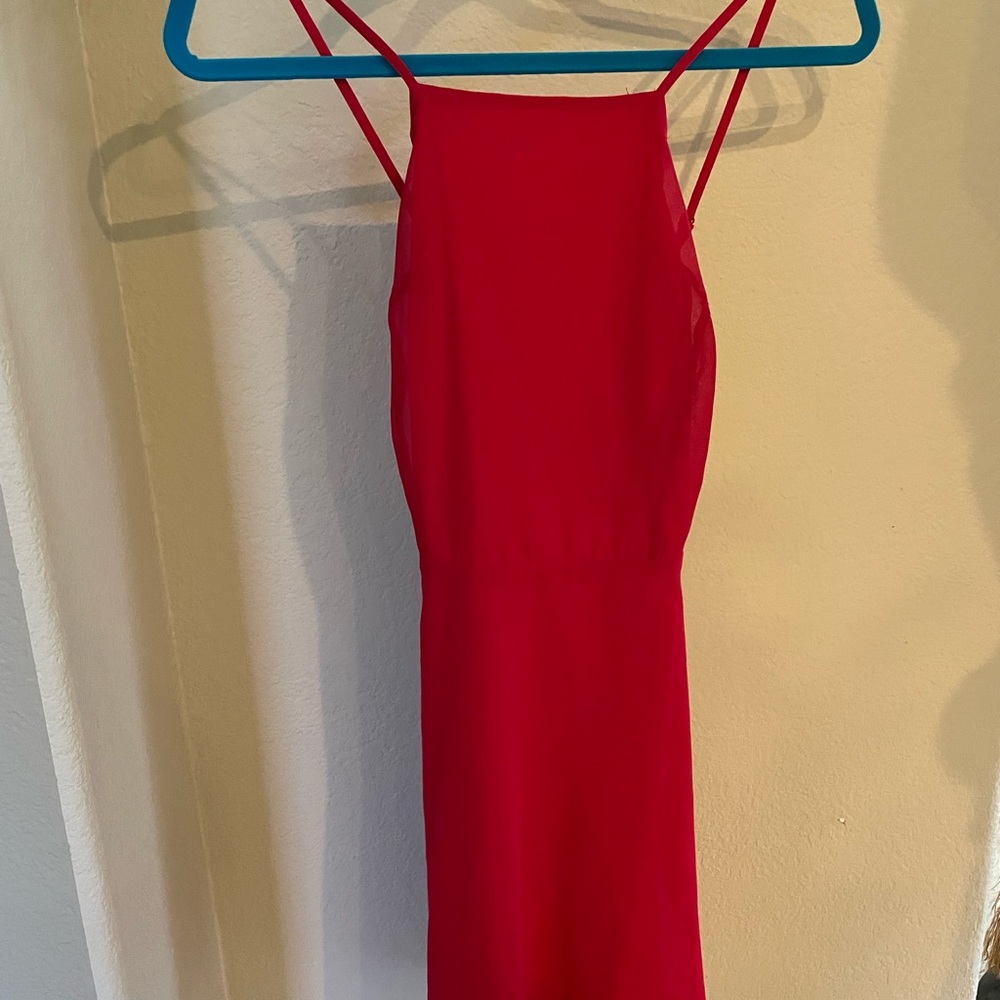 Red halter cross cross back lulus dress